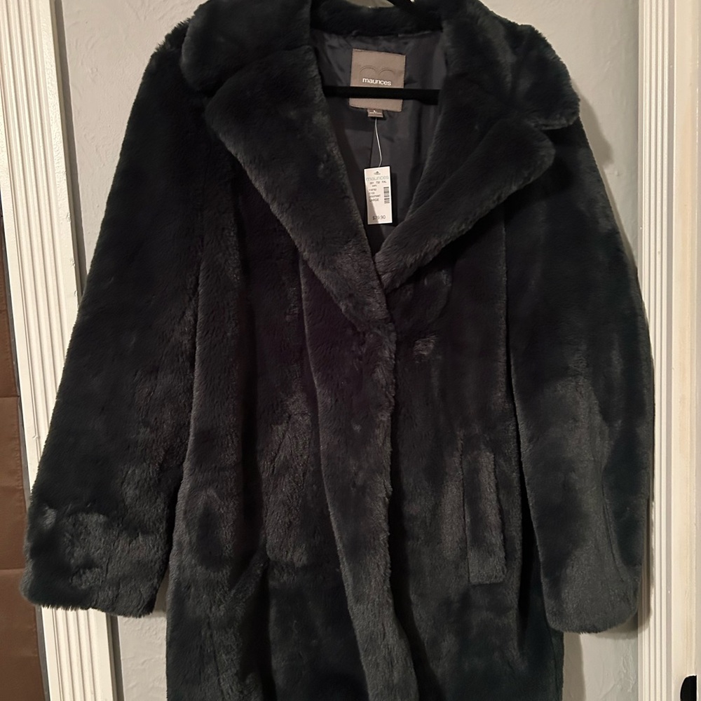 Maurice’s Dark Green Faux Fur Coat